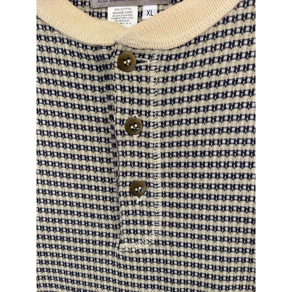 The Territory Ahead Mens Henley Boho Shirt Tan/Blue Stripe LS Size XL - Picture 4 of 9